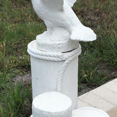 1 of 2 Stone Sea Birds on Pedestal