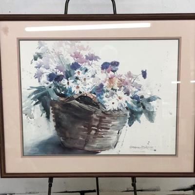 FRAMED & SIGNED FLORAL WATERCOLOR ART PRINT by DONNA BARTON