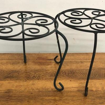 WROUGHT IRON PLANT STAND pair