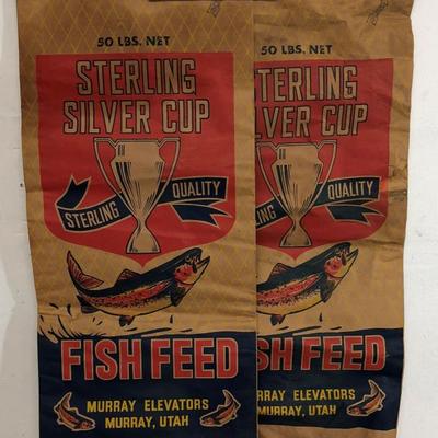 vintage advertising MURRAY ELEVATORS FISH FEED BAGS pair
