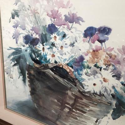 FRAMED & SIGNED FLORAL WATERCOLOR ART PRINT by DONNA BARTON
