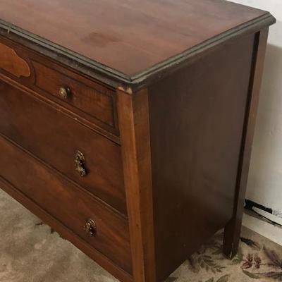 vintage WALNUT WATERFALL DRESSER w/ MIRROR 1930s 