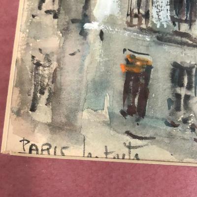 original PARISIAN SCENE WATERCOLOR signed