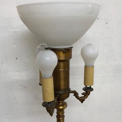 vintage BRONZE FLOOR TORCHIERE LAMP