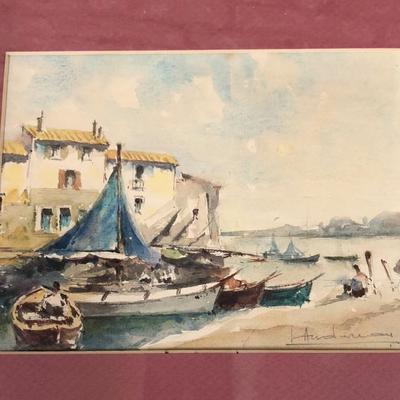 original framed watercolor SEASCAPE signed
