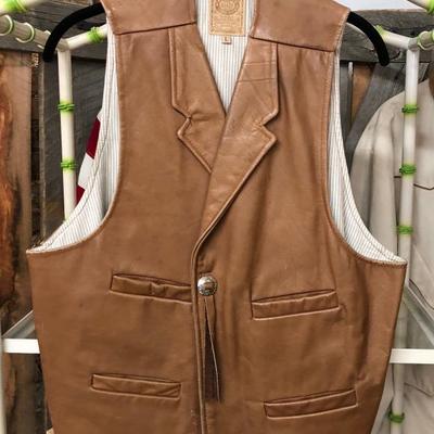TRUE WEST OUTFITTERS MENS WESTERN LEATHER VEST SIZE LARGE