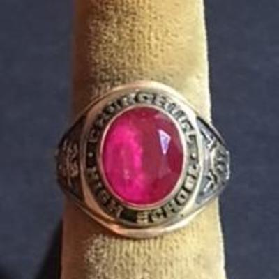 10K Gold Class Ring with Lab Created Ruby (11.35 grams)