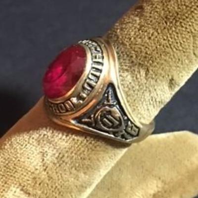 10K Gold Class Ring with Lab Created Ruby (11.35 grams)