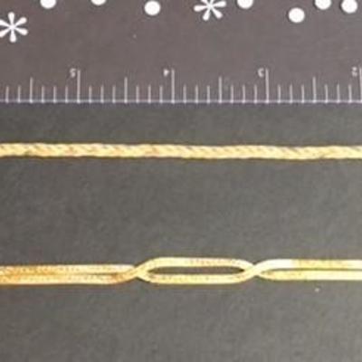 Pair of 14K Gold Multi-Color Herringbone Bracelets (8.24 gram total)