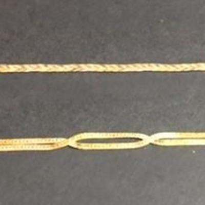 Pair of 14K Gold Multi-Color Herringbone Bracelets (8.24 gram total)