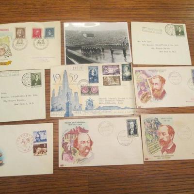 Lot # 99 - 7 First Day Issues, 1 postcard & 1952 Cover & 1 Commemorative