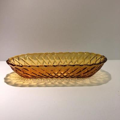 Vintage Amber Asparigus Bowl