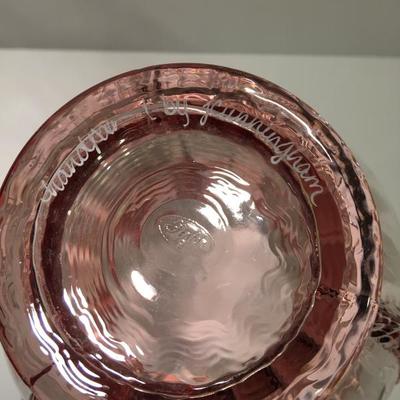 Fenton pink glass signed by artist J. Cunningham