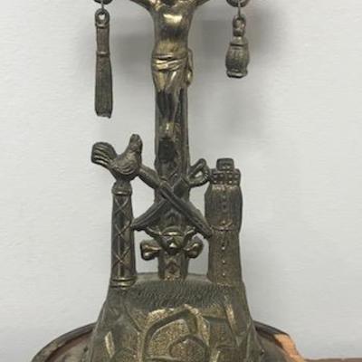 Vintage Jesus Christ crucified Gold Tone Metal Statue