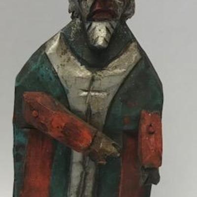 Vintage Religious Folk Art priest hand carve Figurine