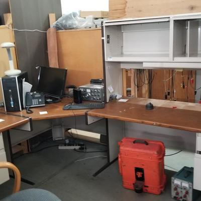 Large Corner Desk Unit w/ Overhead Storage #1