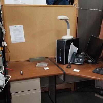 Large Corner Desk Unit w/ Overhead Storage #1