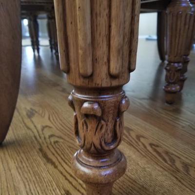 Dining Table w/ (2) 18" Extension Leaves & Custom Double Sided Protection Cover