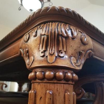 Dining Table w/ (2) 18" Extension Leaves & Custom Double Sided Protection Cover
