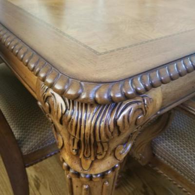 Dining Table w/ (2) 18" Extension Leaves & Custom Double Sided Protection Cover