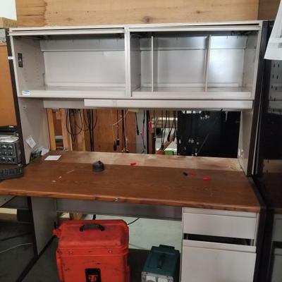 Large Corner Desk Unit w/ Overhead Storage #1