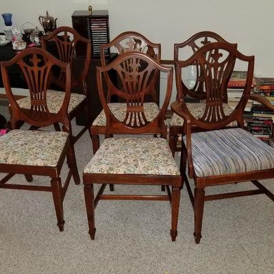 Set Of 5 Antique Mahongany Dining Chairs 
