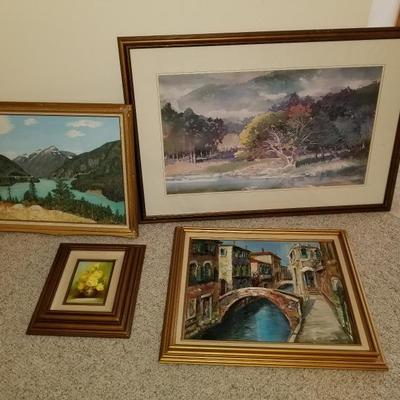 Collection of Vintage Framed Oil Painting, Prints 