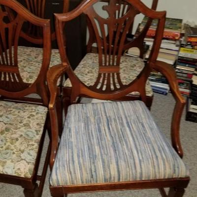 Set Of 5 Antique Mahongany Dining Chairs 