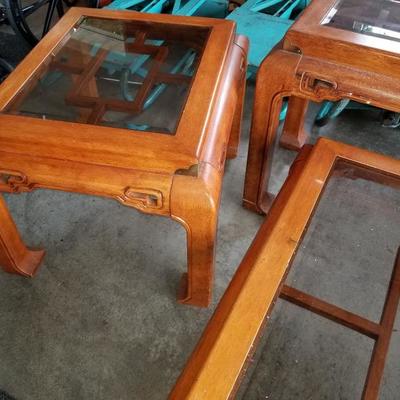 3pc Asian Style Solid Wood Coffee Table, End Table, Sofa Table 