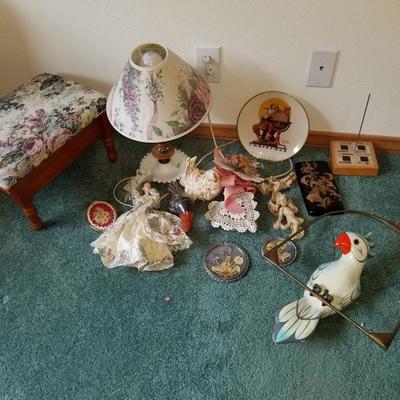 Mixed Shabby Chic Lot Of Decor Items + Hanging Parrot 
