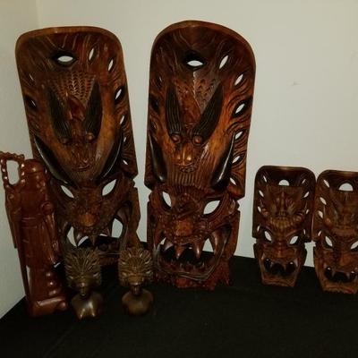 Collection Of Beautiful Wood Carved Items - Masks & Figurens Tribal Mask
