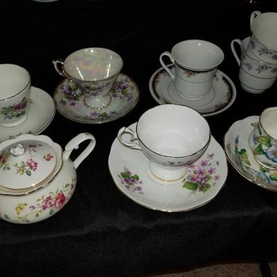 Cup & Saucer Lot and Sugar Dishes. No Chips