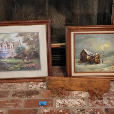 Lot 40: Barn Oil Painting, Print and Shelf