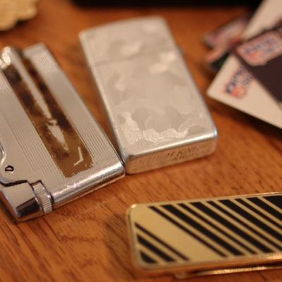 Lot 155: Misc Men's Lot - Lighters, Money Clip, Tie Clip, Military Pins