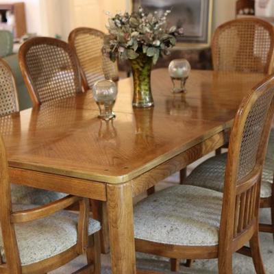 Lot 32: Beautiful Dining Table with Cane Back Chairs