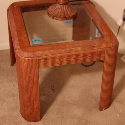 Lot 51: Beveled Glass Top Side Table