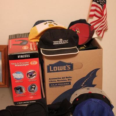 Lot 58: Hats, Neck Massager, Misc Medial Equipment