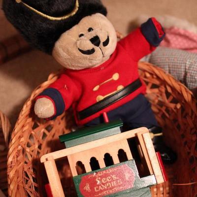 Lot 57: Misc Baskets, Stuffed Animals, Tennis Racket