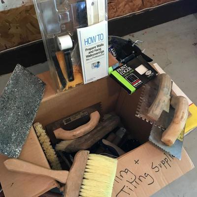 Lot 132 - Painting Supplies and Folding Ladder 