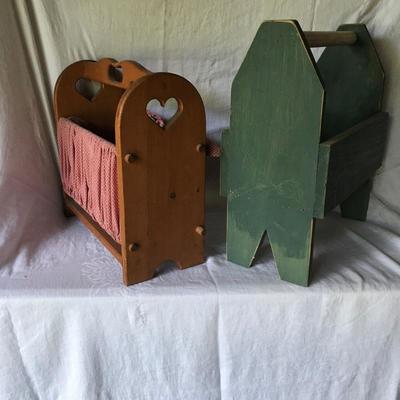 Lot 108- Wooden Magazine /Book Caddies and Hanging Pegs