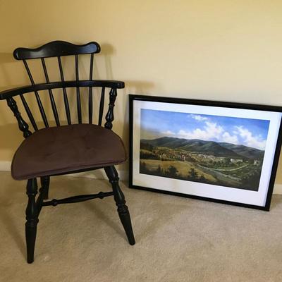 Lot 86 - Wooden Chair and Art