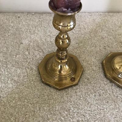 Lot 153 - Brass Lamps and Candle Holders
