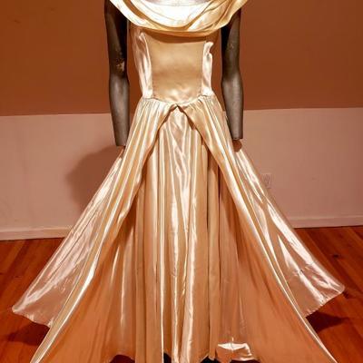 French Chateau Actor liquid Peau de Soie majestic Gown Circa 1930's