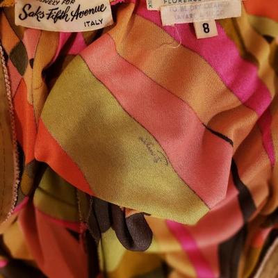 Extremely Rare EMILIO PUCCI 1950's silk dress Florence Italy  Saks 5th Avenue