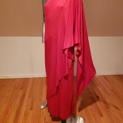 OSCAR De LA RENTA Couture Saks 5th Ave 1970's Grecian Goddess draped Gown  