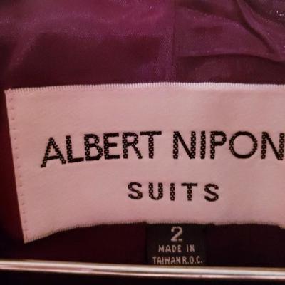 ALBERT NIPON skirt suit Maritime blue & white gold metal buttons