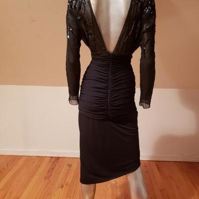 CASADEI 1982 signed silk chiffon illusion beaded cocktail dress