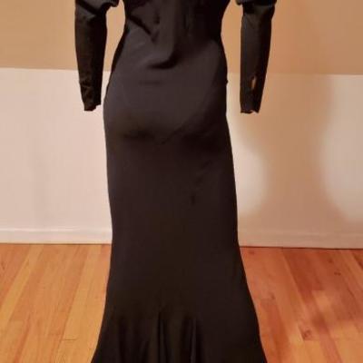 Vtg 1920's formal bias open sleeve gown kick pleats Carol Lombard  