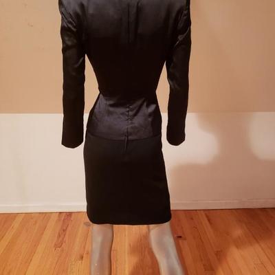 VICKY TIEL PARIS Couture silk wool ruched shirred dress France Eur-38