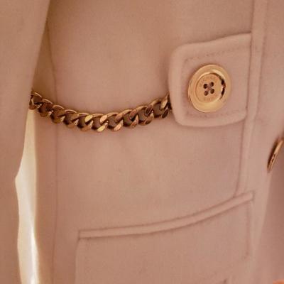 MICHARL KORS double breasted cream wool peacot jacket.gold chains hardware